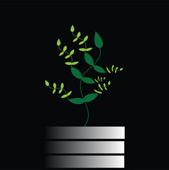 life growth nature concept illustration of plant in a pot with black background and gradient design label poster banner packaging marketing design