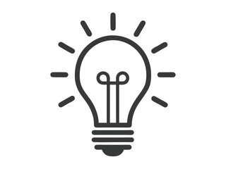 Bright Black Vector Outline Icon of Light Bulb for Innovation Ideas, Creative Workshops, and Business Strategy Designs