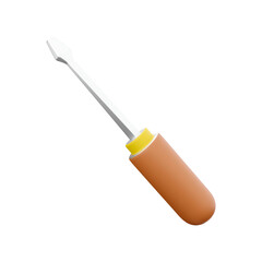 A simple screwdriver with a silver tip and an orange handle, designed for tightening or loosening screws.
