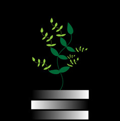 vector tree with green leaves and black background and gradient color designing