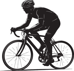Silhouette of a man riding a bicycle vector illustration on white background