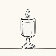 Simple line drawing of a candle in a glass holder, Tea table decoration  