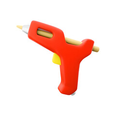 Obraz premium A bright red glue gun with a yellow trigger, designed for crafting and DIY projects.