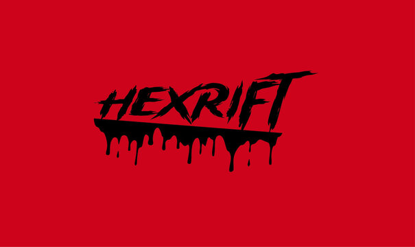 Hexrift, logo design, horror logo, scary logo, dark branding, grunge logo, spooky style, blood drip, evil font, creepy design, haunted theme, fear branding, red background, black typography