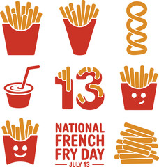 National French Fry Day July 13 celebration with icons fries potato