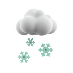 A cloud with falling snowflakes, representing winter weather and cold conditions.