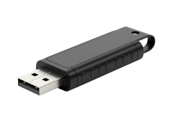 Sleek USB Flash Drive Compact Data Storage Solution isolated on transparent background