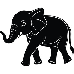 Black Elephant Silhouette - Wildlife Icon