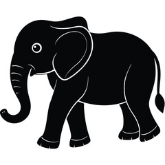 Black Elephant Silhouette - Wildlife Icon