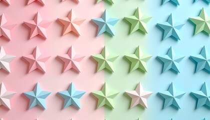 Obraz premium Minimalist rainbow Colourful star Texture Background, light blue, pastel green and pink background 