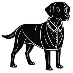 Black Labrador in Coat - Stylized Dog Illustration