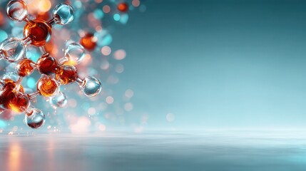 An abstract representation of a molecular structure, with colorful spheres and connections, symbolizing scientific exploration and the intricate beauty of chemistry.