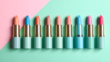 Obraz premium Mockup, Minimalist Design of rainbow Colourful lipstick 