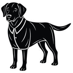 Black Labrador in Coat - Stylized Dog Illustration