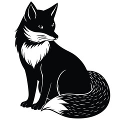 Black and White Fox - Stylized Animal Illustration