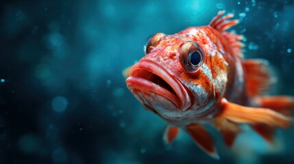 A vivid underwater scene featuring a beautifully colored fish swimming gracefully, representing the diversity and beauty of marine life beneath the waves.
