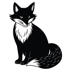 Black and White Fox - Stylized Animal Illustration