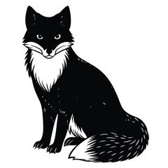 Black and White Fox - Stylized Animal Illustration