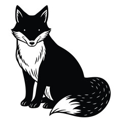 Black and White Fox - Stylized Animal Illustration