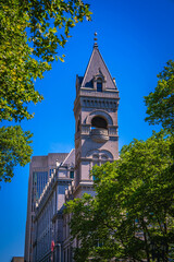 Landmark architecture of Federal Judiciary buildings and tower in Brooklyn, New York, USA