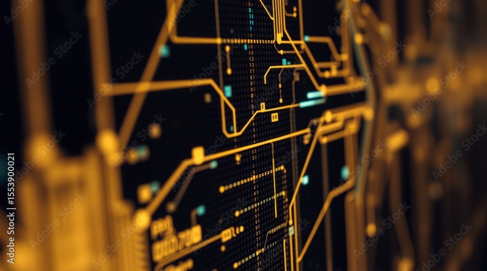 Poster digital circuitry's dynamic dance: an up-close, mesmerizing glimpse of interconnected circuits pulsa