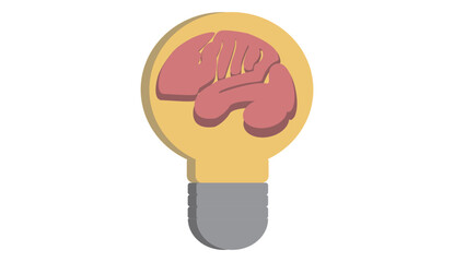 Brain inside light bulb icon – creative flat vector illustration