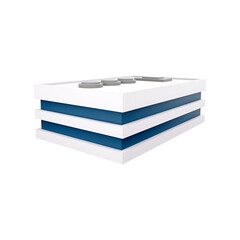 A stylized representation of a stack of building blocks, showcasing a modern design with layered structure and rounded elements.