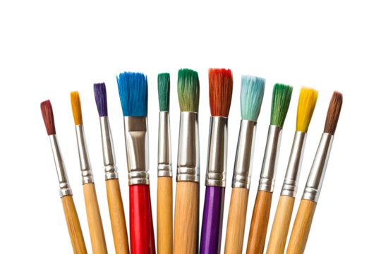 Vibrant Collection of Colorful Paintbrushes for Artistic Expression