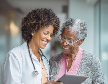 Empathetic Doctor and Senior Patient Reviewing Digital Health Records Together, Fostering Trust and Clear Communication in Healthcare