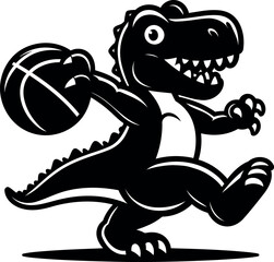 Dinosaur performing across basketball court