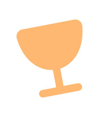 Glass cup showcases a vibrant orange beverage. Unique drink container displays a modern abstract shape. Perfect for kitchen and dining settings, this artistic graphic enhances hospitality.