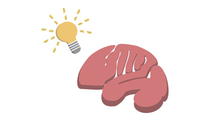 Human brain and light bulb concept – creative idea flat vector