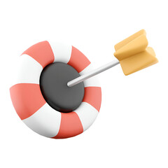 A lifebuoy with an arrow, symbolizing rescue and guidance.