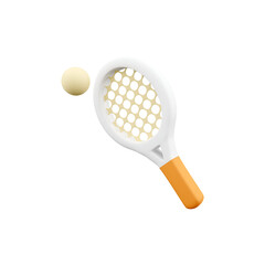 A tennis racket and ball, symbolizing the sport of tennis and its gameplay.