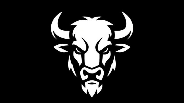 Bull head logo animation on black and white backgrounds