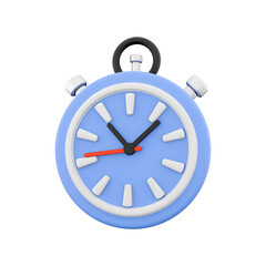 A blue stopwatch with a simple design, featuring an hour, minute, and second hand, used for measuring time.