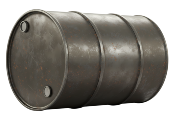 A Weathered Steel Drum A Study in Industrial Texture and Form isolated on transparent baackground