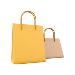 Two shopping bags, one yellow and one beige, showcasing a modern design for retail or personal use.