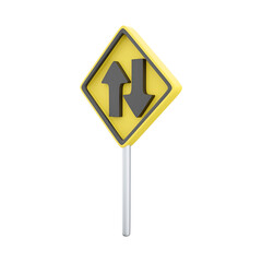 A yellow diamond-shaped traffic sign indicating two-way traffic.