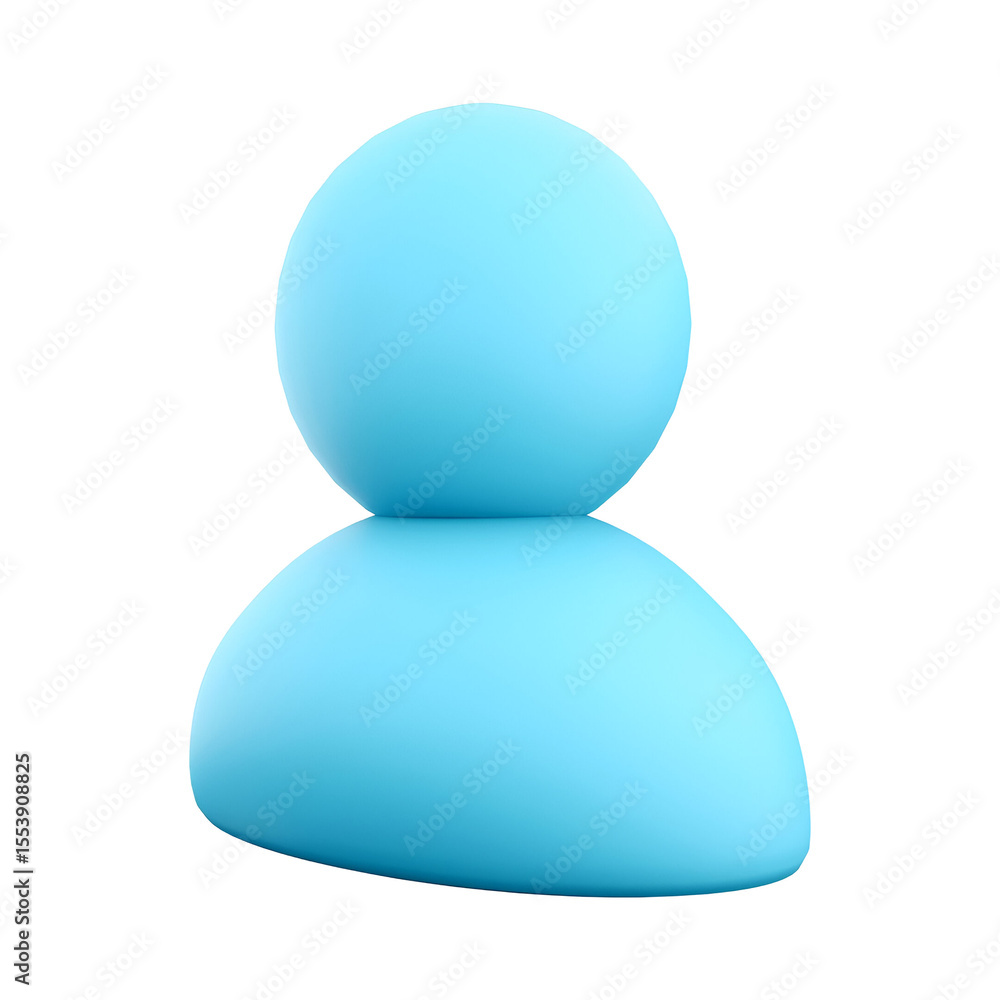 Poster a simple blue abstract figure representing a person, often used as an icon or avatar in digital cont