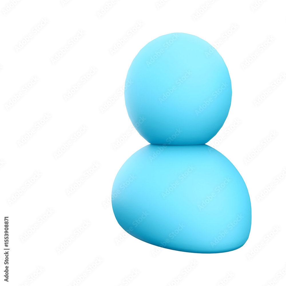 Poster a simple blue abstract figure composed of two rounded shapes, representing a stylized person or char