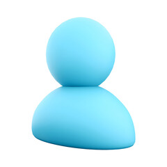 A simple blue abstract figure representing a person, often used as an icon or avatar in digital contexts.