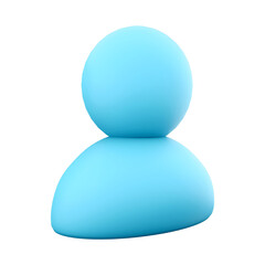 A simple blue abstract figure resembling a person, designed to represent a user or profile icon.