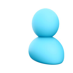 A simple blue abstract figure composed of two rounded shapes, representing a stylized person or character.