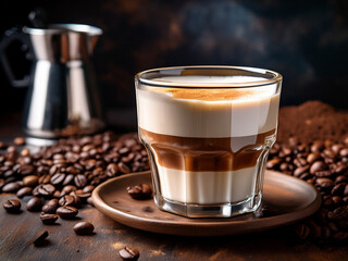 Beautifully Styled Cappuccino Featuring Smooth Foam and Roasted Coffee Beans