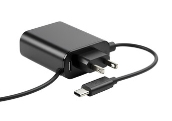 Compact USBC Power Adapter with Interchangeable Plugs isolated on transparent background