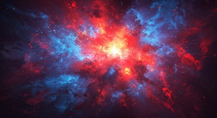 Vibrant Cosmic Ignition: A Digital Rendering of Stellar Burst with Intense Hues