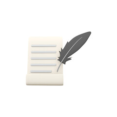 An illustration of a document with lines and a quill pen, symbolizing writing or note-taking.