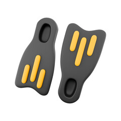 A pair of black and yellow swim fins designed for enhancing swimming performance.