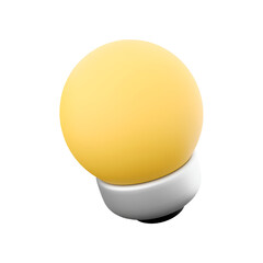 A minimalist lamp design featuring a round yellow bulb atop a white base, suitable for modern decor.